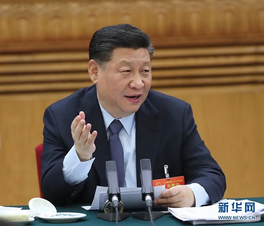 2019年3月7日，習(xí)近平參加十三屆全國(guó)人大二次會(huì)議甘肅代表團(tuán)的審議。新華社記者 鞠鵬 攝